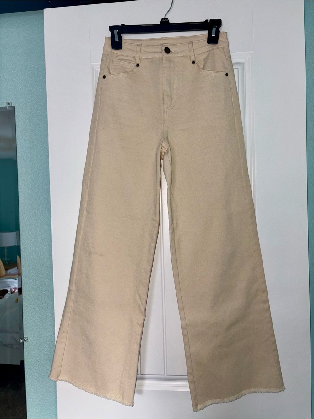 Copper Key Wide-Leg High Rise Jeans in Cream